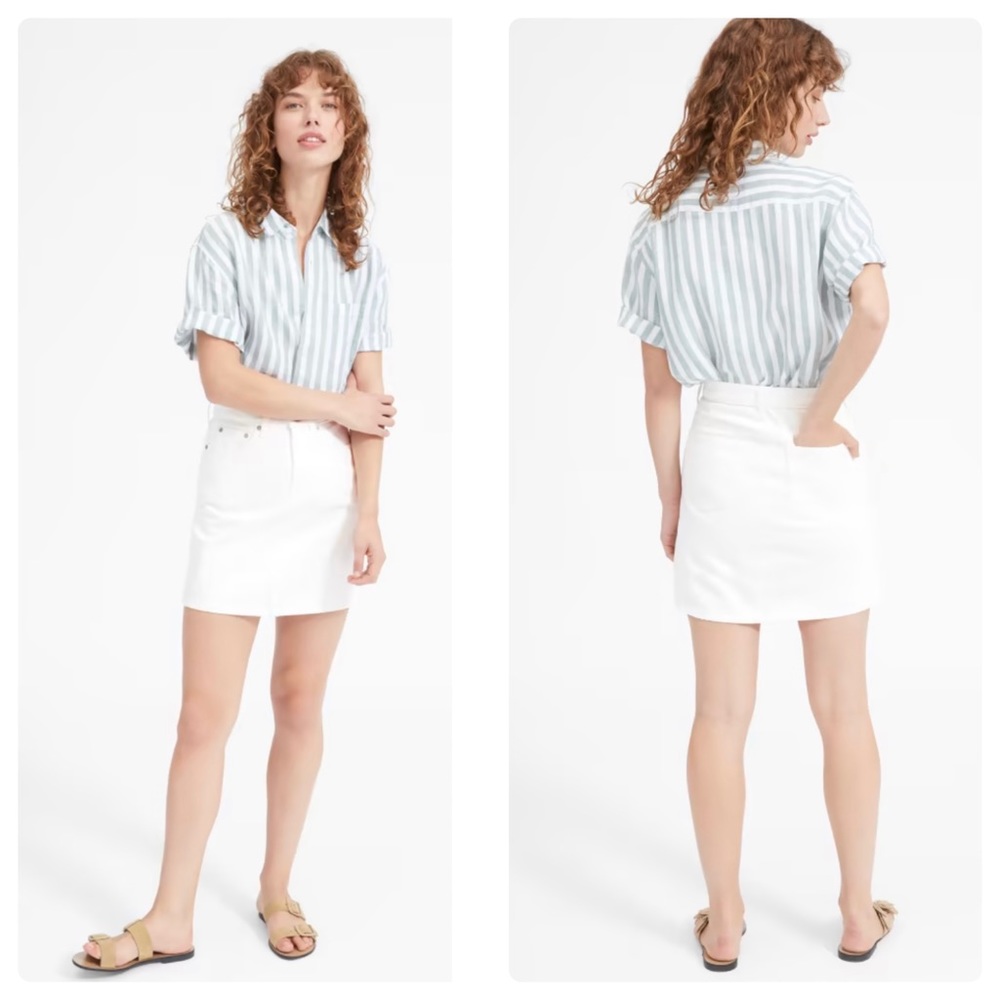 Everlane Size 26 Bone White Denim Mini Skirt Organic Cotton.